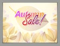 Autumn leaves horizontal background, nature fall template for design banner, ticket, leaflet, card, poster with red and yellow Royalty Free Stock Photo