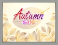Autumn leaves horizontal background, nature fall template for design banner, ticket, leaflet, card, poster with red and yellow Royalty Free Stock Photo