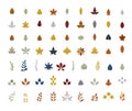 Autumn leaves of maple, oak, birch. Isolated on white background. Simple cartoon flat style. vector illustration. Hand drawn Royalty Free Stock Photo