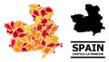 Autumn Leaves - Mosaic Map of Castile-La Mancha Province