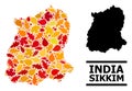 Autumn Leaves - Mosaic Map of Sikkim State