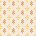 Autumn leaves pattern in orange and yellow colors. Simple background design. Nature seamless pattern. Falling leaves