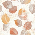 Autumn Leaves Pattern with Splatter Background for Seasonal Design. Royalty Free Stock Photo