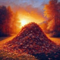 Autumn leaves on a pile