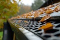 Autumn Leaves Resting on a Wet Gutter Royalty Free Stock Photo