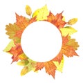 Autumn leaves round wreath Royalty Free Stock Photo