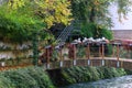 Autumn Leaves and Rustic Bridge Royalty Free Stock Photo