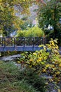 Autumn Leaves and Rustic Bridge Royalty Free Stock Photo