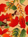 Autumn leaves seamless background, warm tone image