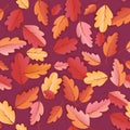 Autumn Leaves Seamless Background, Fall Template Pattern with beautiful leaves