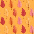 Autumn Leaves Seamless Background, Fall Template Pattern with beautiful leaves