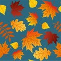 Autumn Leaves Seamless Pattern Fall Colorful Maple Leaves Repeat Pattern for Textile Design, Fabric Printing, Stationary, Packagin