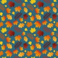 Autumn Leaves Seamless Pattern Fall Colorful Maple Leaves Repeat Pattern for Textile Design, Fabric Printing, Stationary, Packagin