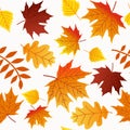 Autumn Leaves Seamless Pattern Fall Colorful Maple Leaves Repeat Pattern for Textile Design, Fabric Printing, Stationary, Packagin