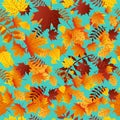 Autumn Leaves Seamless Pattern Fall Colorful Maple Leaves Repeat Pattern for Textile Design, Fabric Printing, Stationary, Packagin