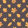 Autumn leaves seamless pattern. Fall leaves flat icons backdrop