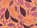 Autumn leaves seamless pattern. Falling leaves. Design for wrapping paper, print,  fabric and printing. Vector illustration Royalty Free Stock Photo