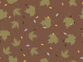 Autumn leaves seamless pattern. Falling leaves, leaf fall. Oak and maple. Background for wrapping paper, print, fabric Royalty Free Stock Photo