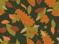 Autumn leaves seamless pattern. Falling leaves, leaf fall. Oak and maple. Background for wrapping paper, print, fabric and Royalty Free Stock Photo