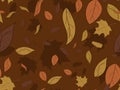 Autumn leaves seamless pattern. Falling leaves, leaf fall. Oak and maple. Background for wrapping paper, print, fabric Royalty Free Stock Photo