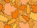 Autumn leaves seamless pattern. Falling leaves, leaf fall. Oak and maple. Background for wrapping paper, print, fabric and Royalty Free Stock Photo