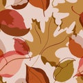 Autumn leaves seamless pattern. Falling trees leaves minimal art background