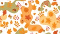 Autumn leaves seamless pattern. Season floral horizontal wallpaper. Fall leaf nature background Royalty Free Stock Photo