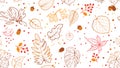 Autumn leaves seamless pattern. Season floral horizontal wallpaper. Fall leaf nature background Royalty Free Stock Photo