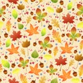 Autumn leaves and berry seamless pattern background Royalty Free Stock Photo