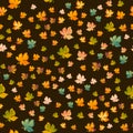 Autumn leaves seamless pattern, vector background. Red, yellow and green maple leaf, For the design of wallpaper, fabric Royalty Free Stock Photo