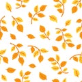 Autumn leaves seamless pattern. Vector modern hand drawn illustration on white background. Colorful plants in pastel palette for Royalty Free Stock Photo