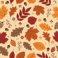 Autumn leaves seamless pattern wallpaper image cartoon vector