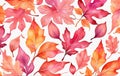 autumn leaves seamless pattern Watercolor seamless pattern Royalty Free Stock Photo