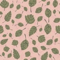 Autumn leaves seamless vector pattern on pink background for fabric, wallpaper, scrapbooking projects or backgrounds.