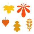 Autumn leaves set, isolated on white background. Simple cartoon flat style. Isolated vector illustration. Design for Royalty Free Stock Photo