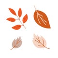 Autumn leaves simple vector minimalist concept flat style illustration, multicolored hand drawn natural floral elements Royalty Free Stock Photo