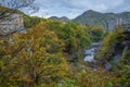 Autumn leaves view in Jozankei onsen village