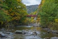 Autumn leaves view in Jozankei onsen village