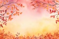 Autumn leaves watercolor background