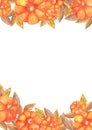 Autumn leaves watercolor hand painting frame background. Royalty Free Stock Photo