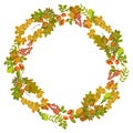 Autumn leaves wreath decoration of fall leaf foliage vector design template Royalty Free Stock Photo