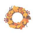Autumn leaves wreath flat icon