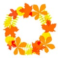 Autumn leaves wreath, in vector