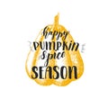 Autumn lettering calligraphy phrase -Happy Pumpkin Spice Season. Hand made motivation quote. Hand drawn Royalty Free Stock Photo