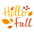 Autumn lettering vector isolated. Hello fall