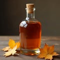 Autumn liqueur with a glass bottle. Royalty Free Stock Photo