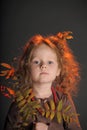 Autumn little red-haired princess Royalty Free Stock Photo