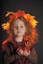 Autumn little red-haired princess Royalty Free Stock Photo