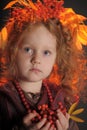 Autumn little red-haired princess Royalty Free Stock Photo