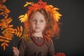 Autumn little red-haired princess Royalty Free Stock Photo